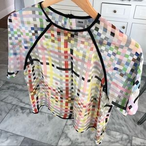 ASOS rainbow checked blouse size 4
